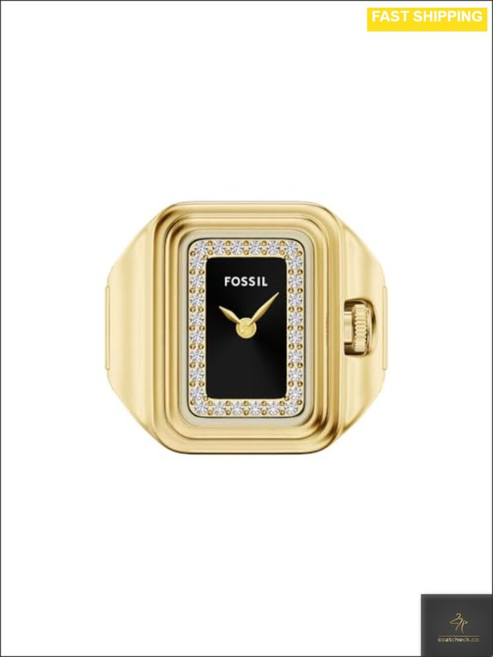 Fossil Raquel Watch Ring Two-Hand Gold-Tone Stainless Steel Watch ES5447
